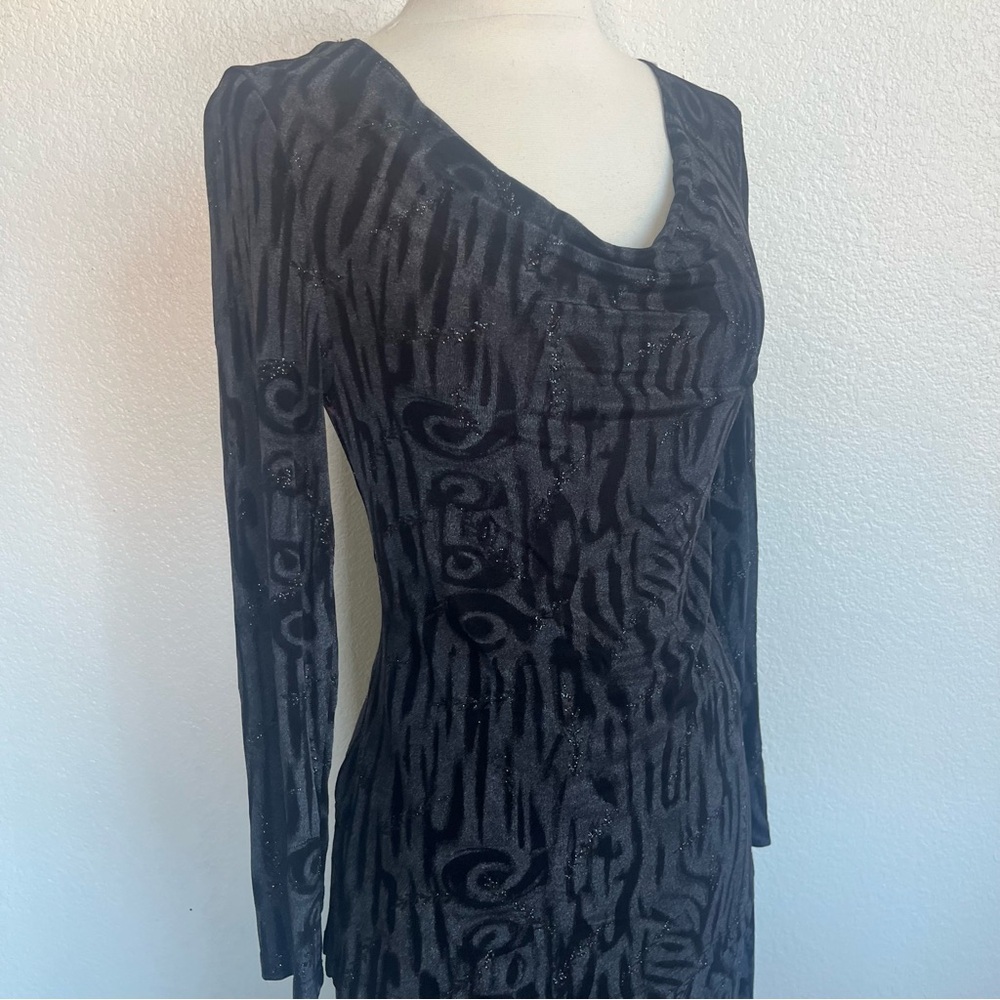 NWT Vintage Forwear New York Black Scoop Neck Metallic 2 Piece Skirt Set - S